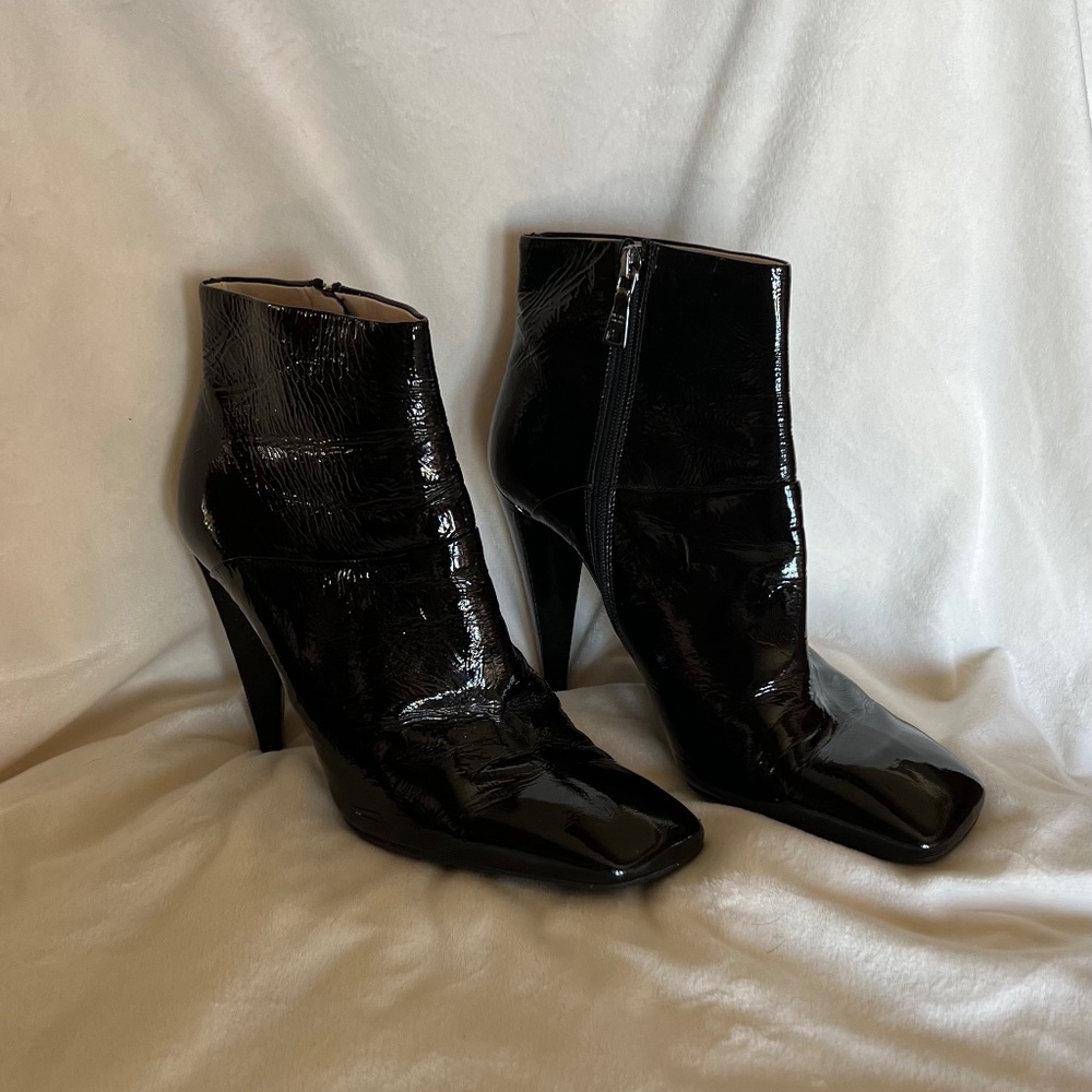 Prada Black Patent Leather Booties